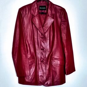 Danier Red Leather Blazer Jacket